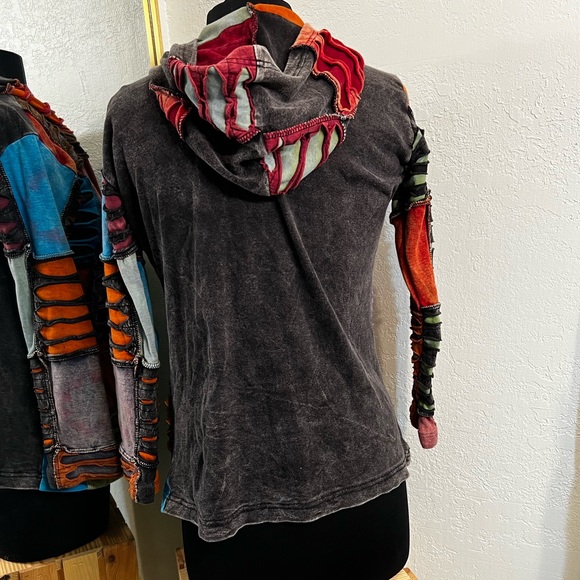Rising International Hippie Bohemian Patchwork Hooded Jacket - Picture 3 of 4